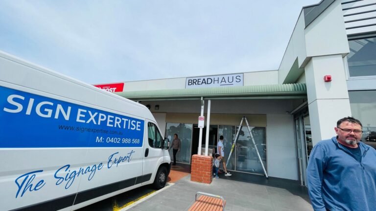 Sign Expertise van on site during a Bread Haus sign installation