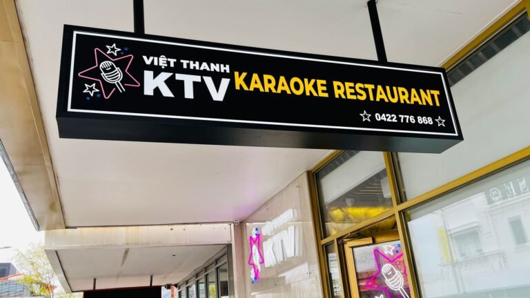 Viet Thanh KTV Karaoke Restaurant hanging lightbox sign