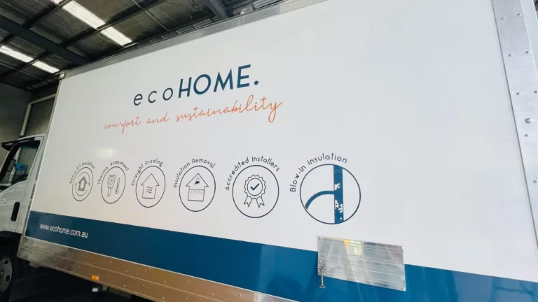 Printed ecoHOME signage panel with service icons