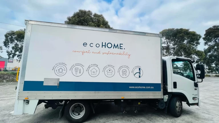 ecoHOME branded truck with vehicle signage graphics